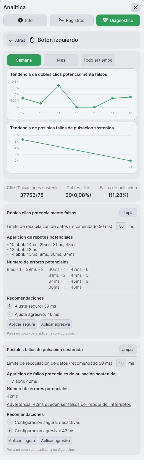 Captura de la interfaz de MouseZen Pro en español